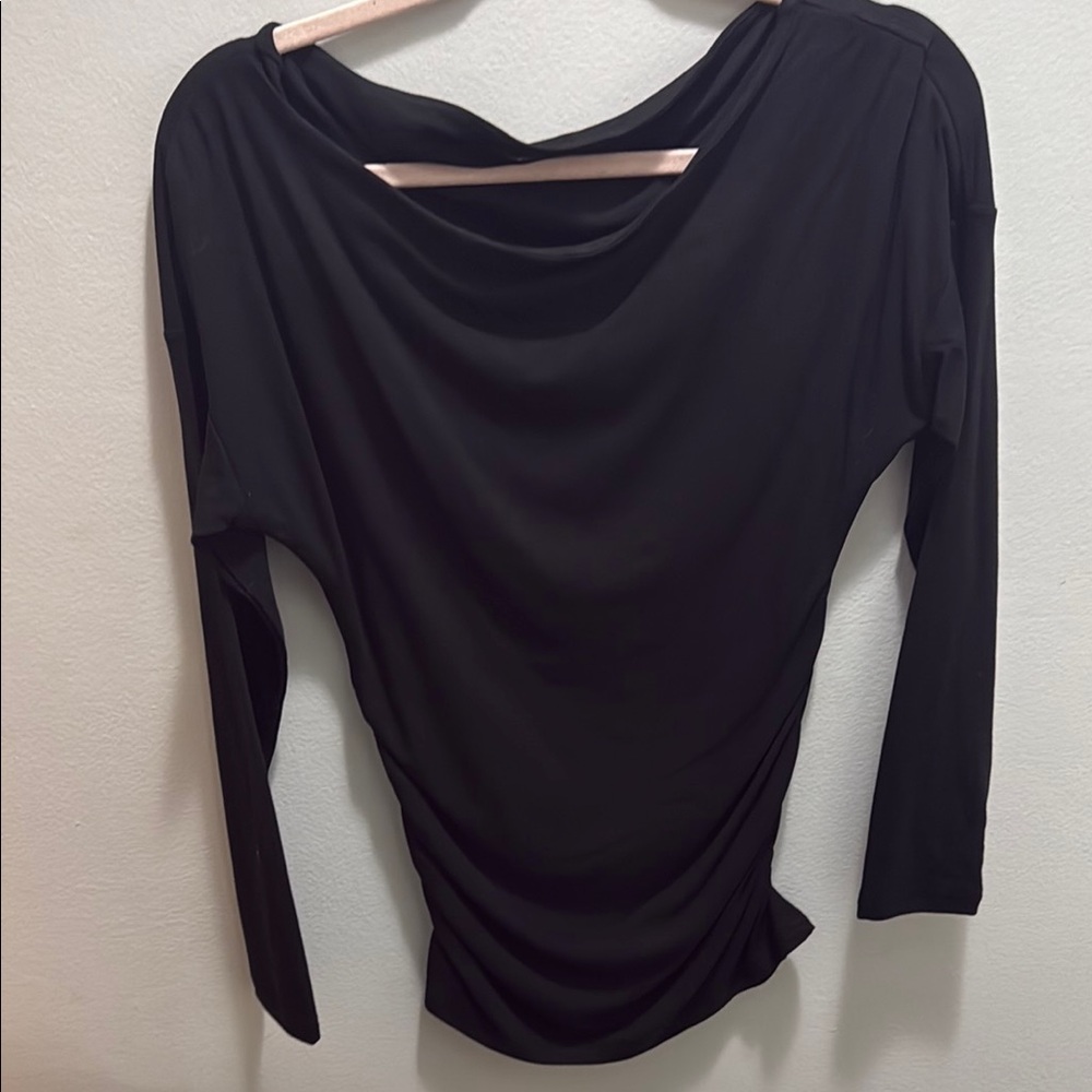 Black Asymmetrical 3/4 Sleeve Blouse